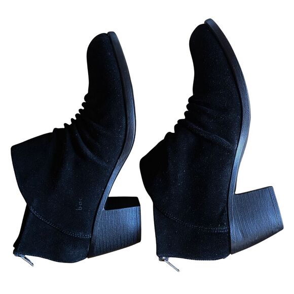 Born BOC Settle Black Leather Suede Slouch Ruched Ankle Boots 11 - Picture 13 of 16
